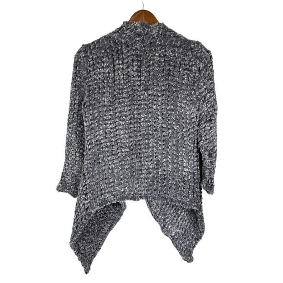 Dolce Cabo Gray Soft Faux Fur 3/4 Sleeves Open Cardigan Layering Coatigan - Picture 13 of 16